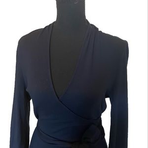 Banana Republic stretch faux wrap dress dark blue size XS